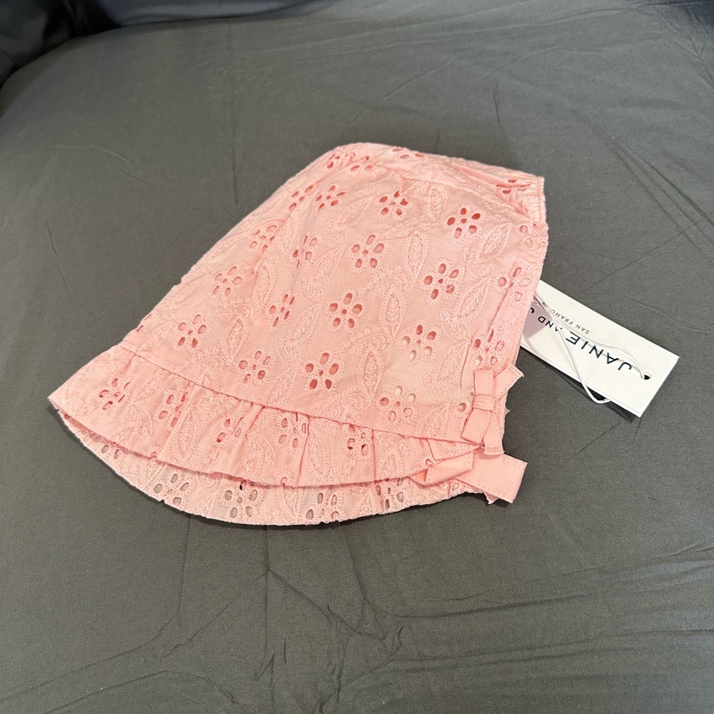 Janie and Jack Pink Eyelet Ruffle Bucket Hat